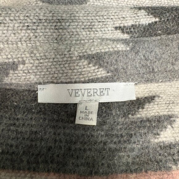 Veveret Jacket Womens Size Large Gray Pink Aztec Raw Edge Cropped Long Sleeve - Picture 5 of 8